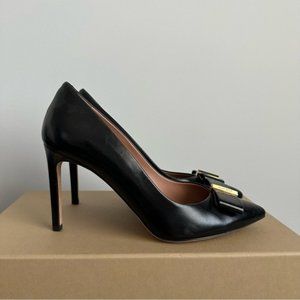 Hugo Boss Pattern Leather Black Heels sz 37.5  7